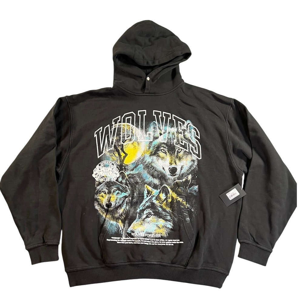 Darc Sport Wolves Forever Hoodie Mens XL Black Vintage Pierce Graphic Sweatshirt